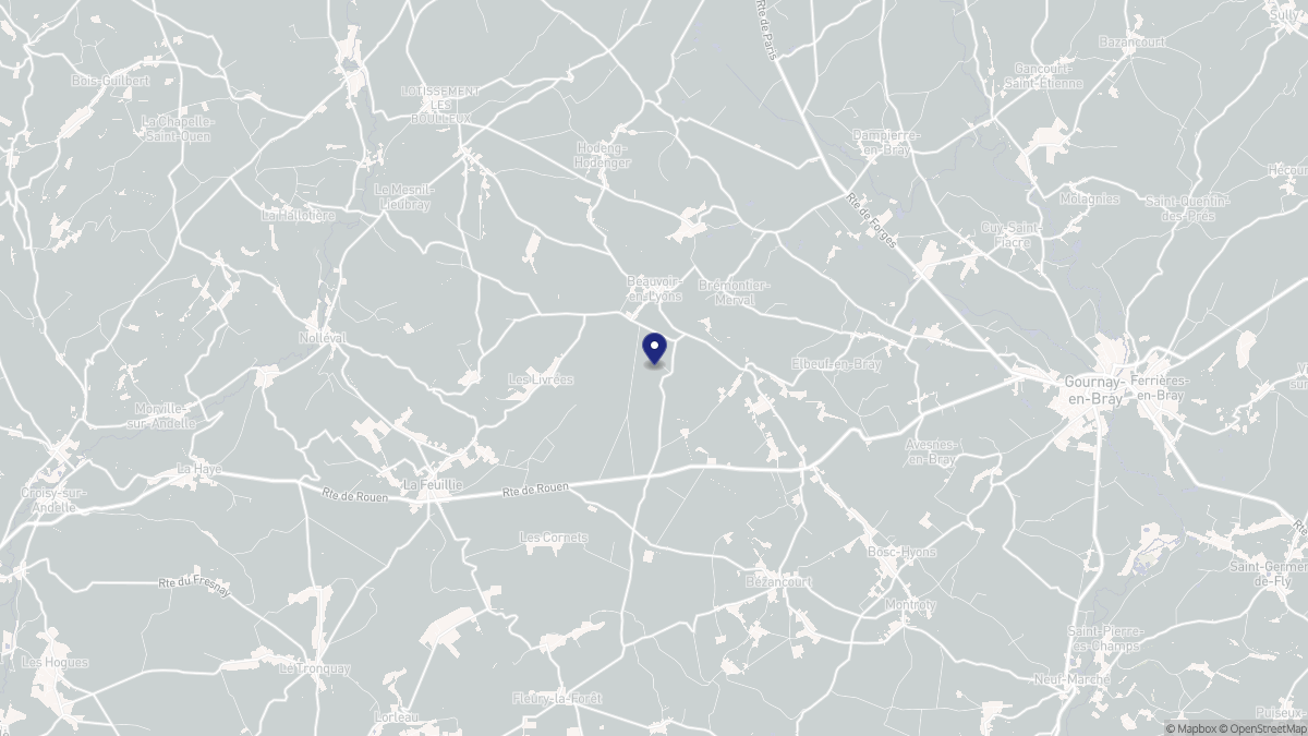 Aperçu cartographique de Beauvoir-en-Lyons, centré sur la commune