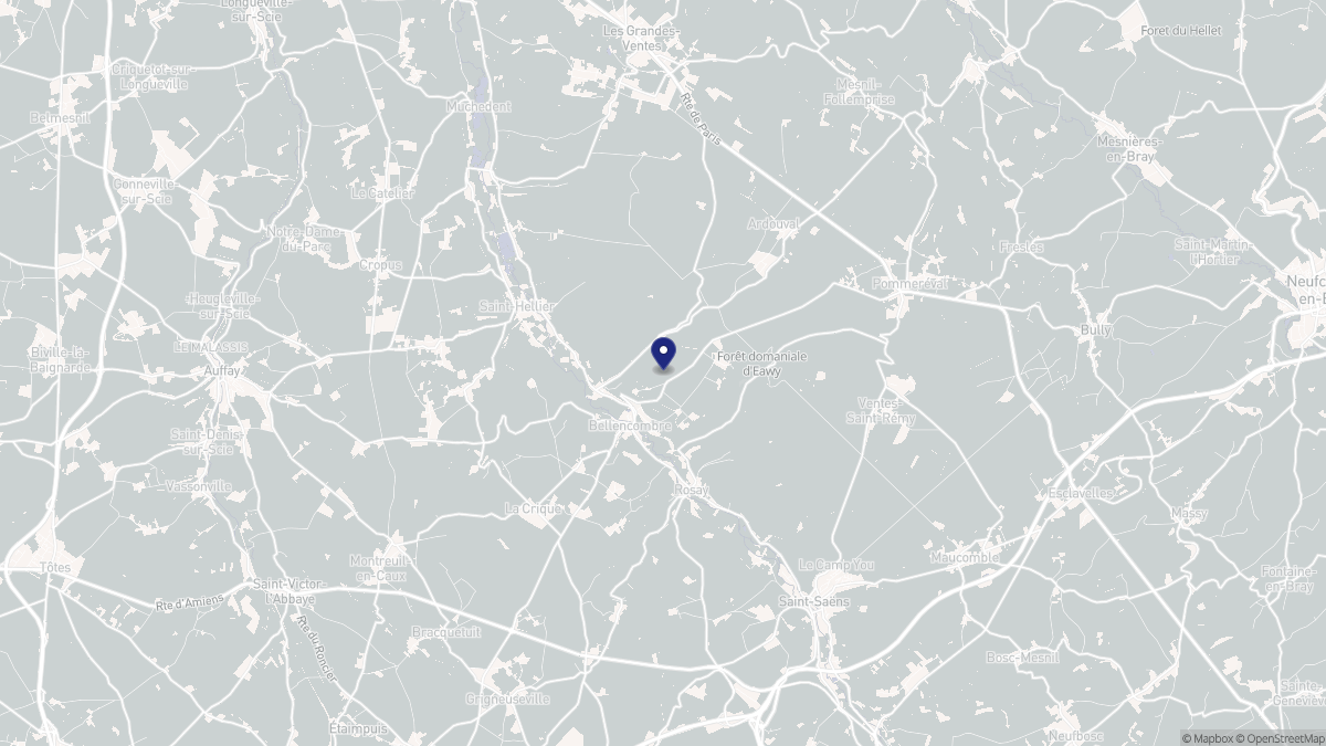 Aperçu cartographique de Bellencombre, centré sur la commune