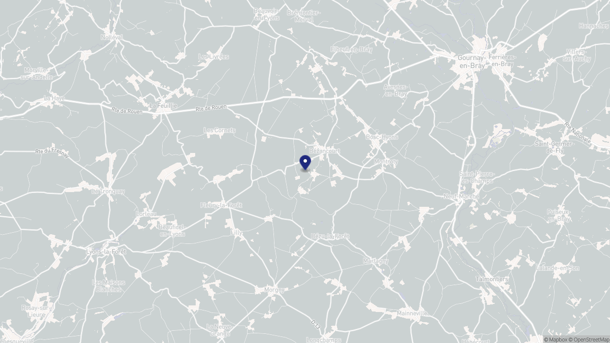 Aperçu cartographique de Bézancourt, centré sur la commune