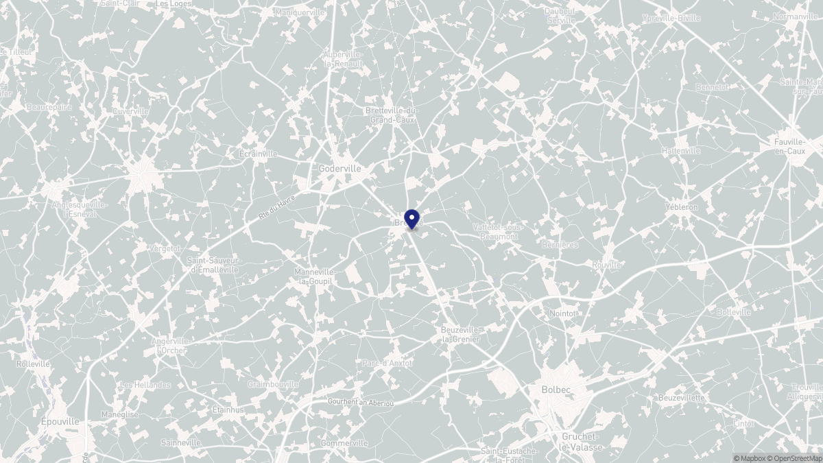 Aperçu cartographique de Bréauté, centré sur la commune