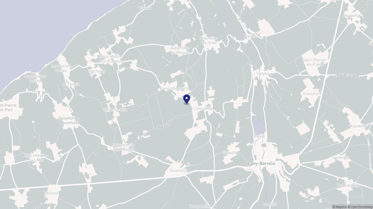 Aperçu cartographique de Canouville, centré sur la commune