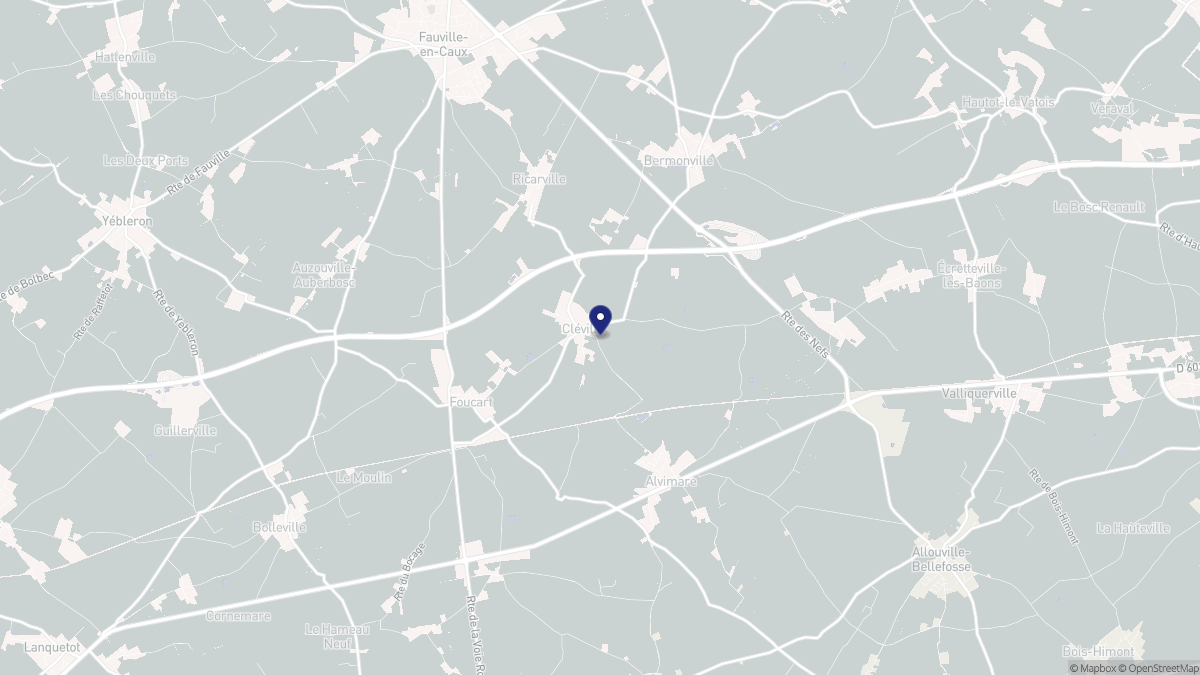 Aperçu cartographique de Cléville, centré sur la commune