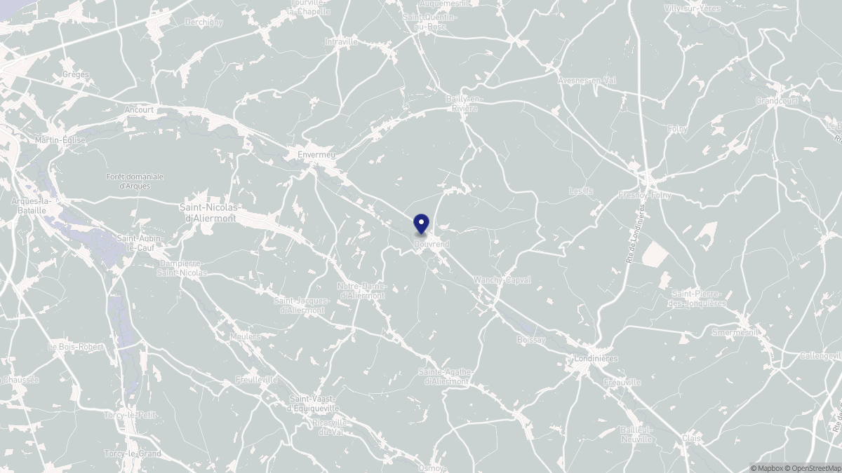 Aperçu cartographique de Douvrend, centré sur la commune