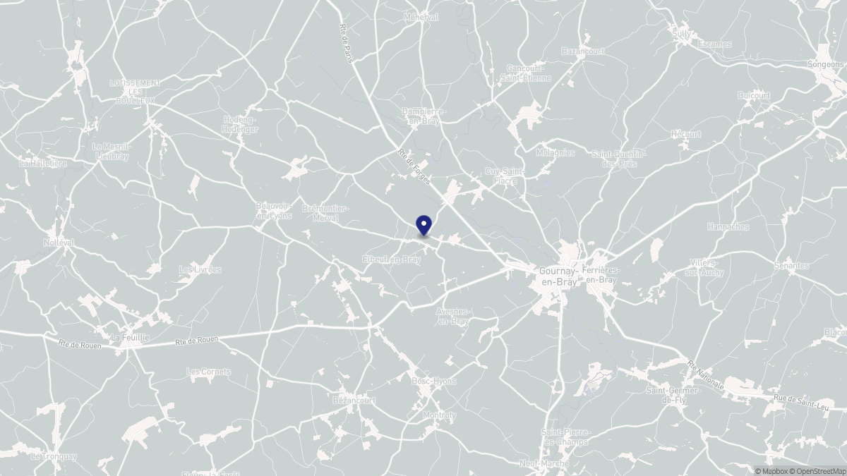 Aperçu cartographique de Elbeuf-en-Bray, centré sur la commune