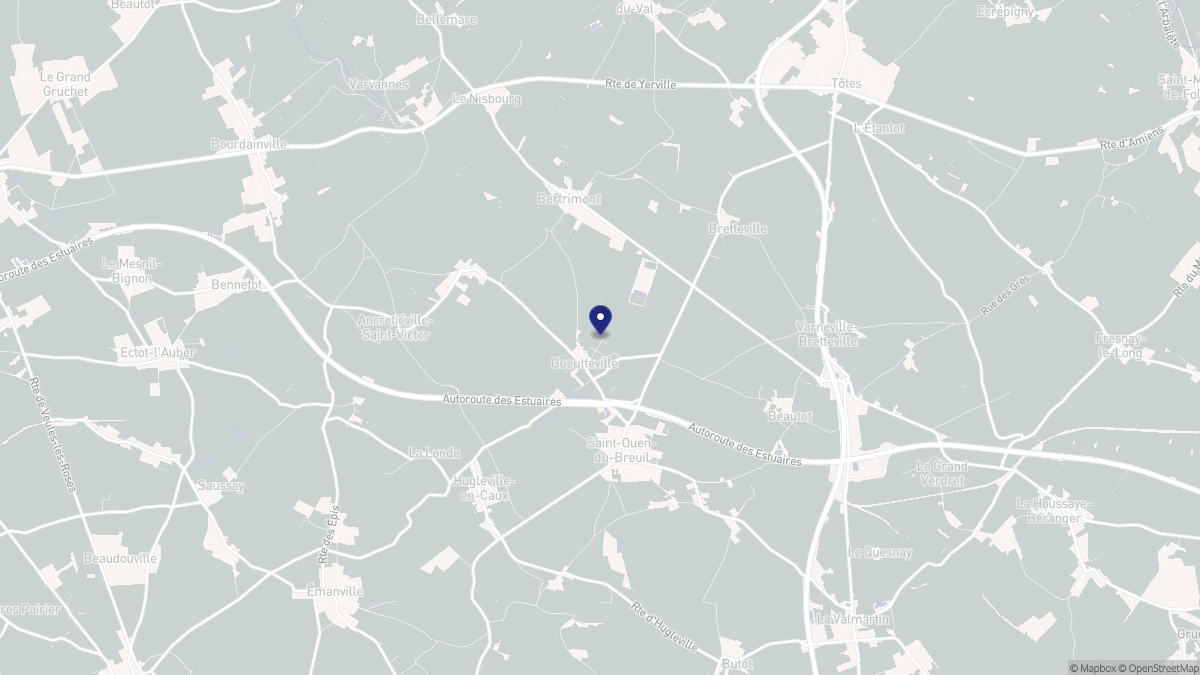 Aperçu cartographique de Gueutteville, centré sur la commune