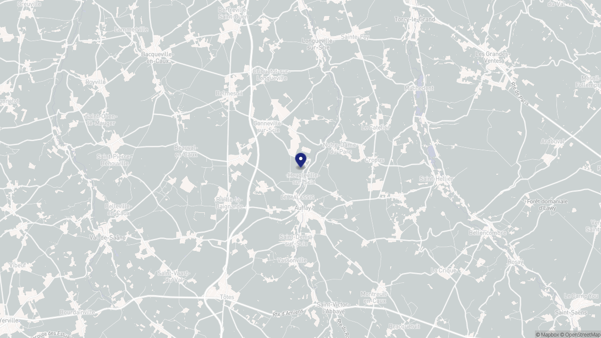 Aperçu cartographique de Heugleville-sur-Scie, centré sur la commune