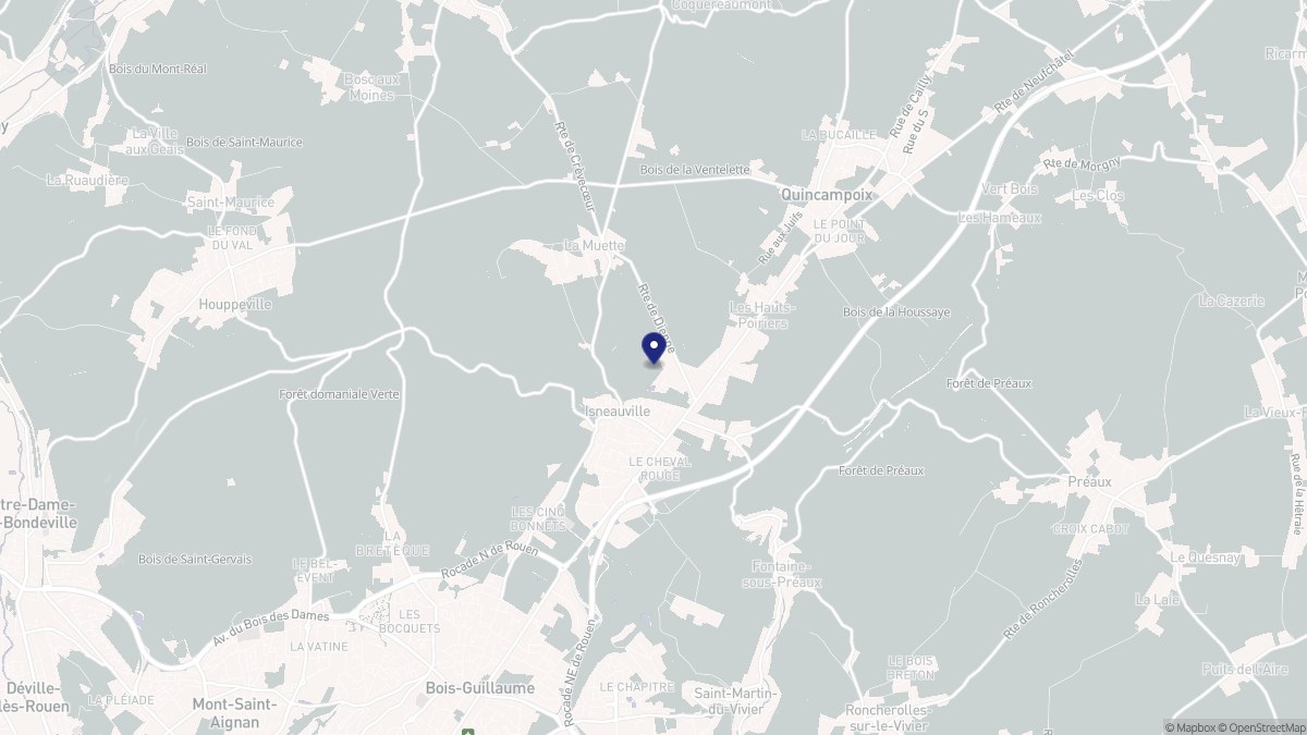 Aperçu cartographique de Isneauville, centré sur la commune