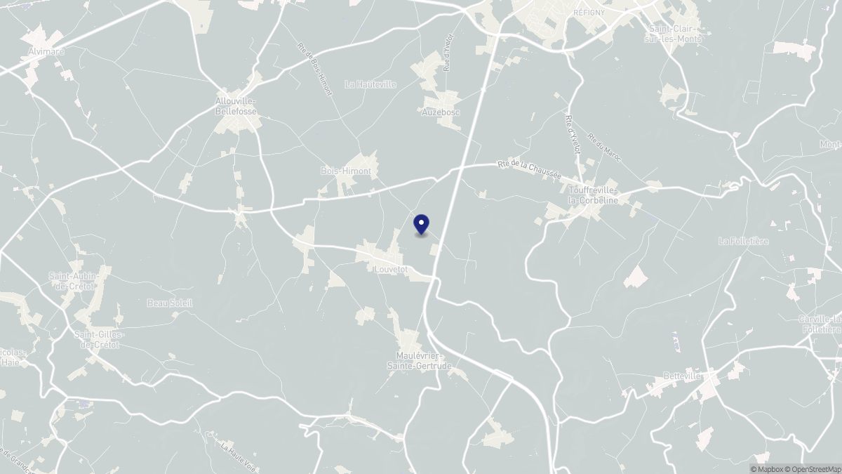 Aperçu cartographique de Louvetot, centré sur la commune
