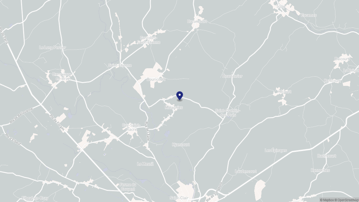 Aperçu cartographique de Molagnies, centré sur la commune