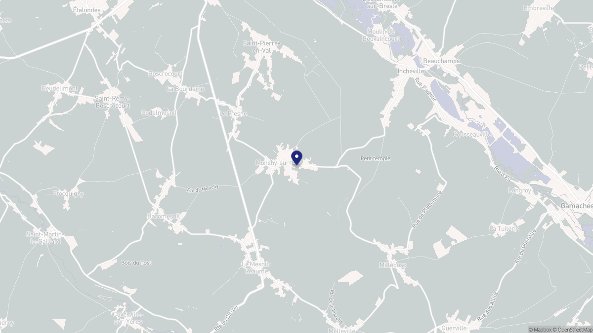 Aperçu cartographique de Monchy-sur-Eu, centré sur la commune