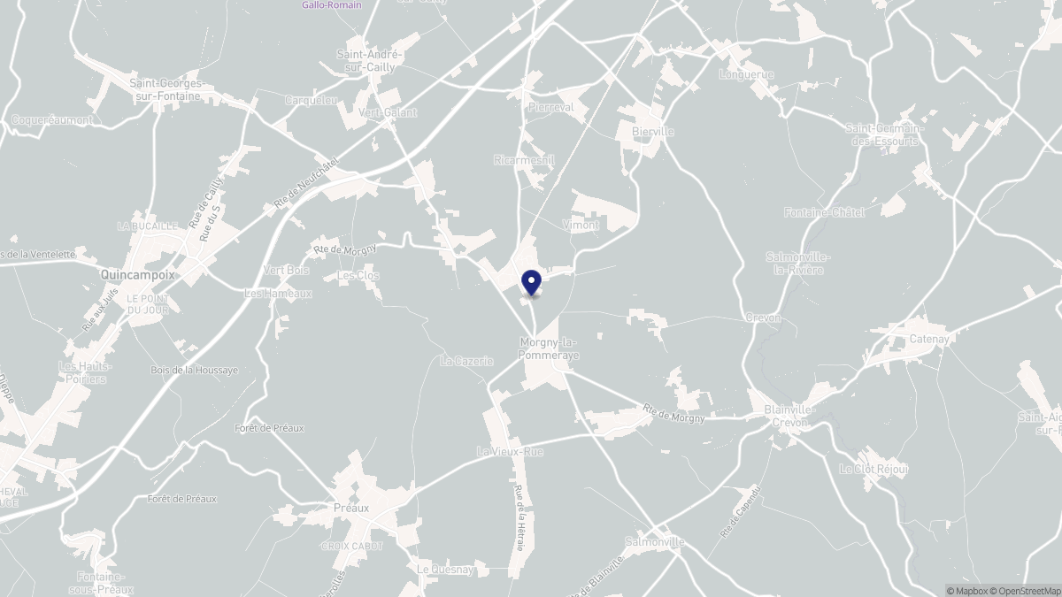 Aperçu cartographique de Morgny-la-Pommeraye, centré sur la commune