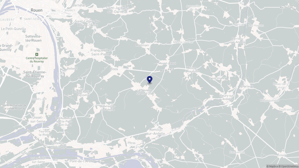 Aperçu cartographique de La Neuville-Chant-d'Oisel, centré sur la commune