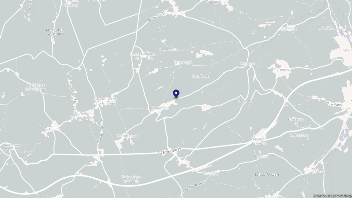 Aperçu cartographique de Nullemont, centré sur la commune