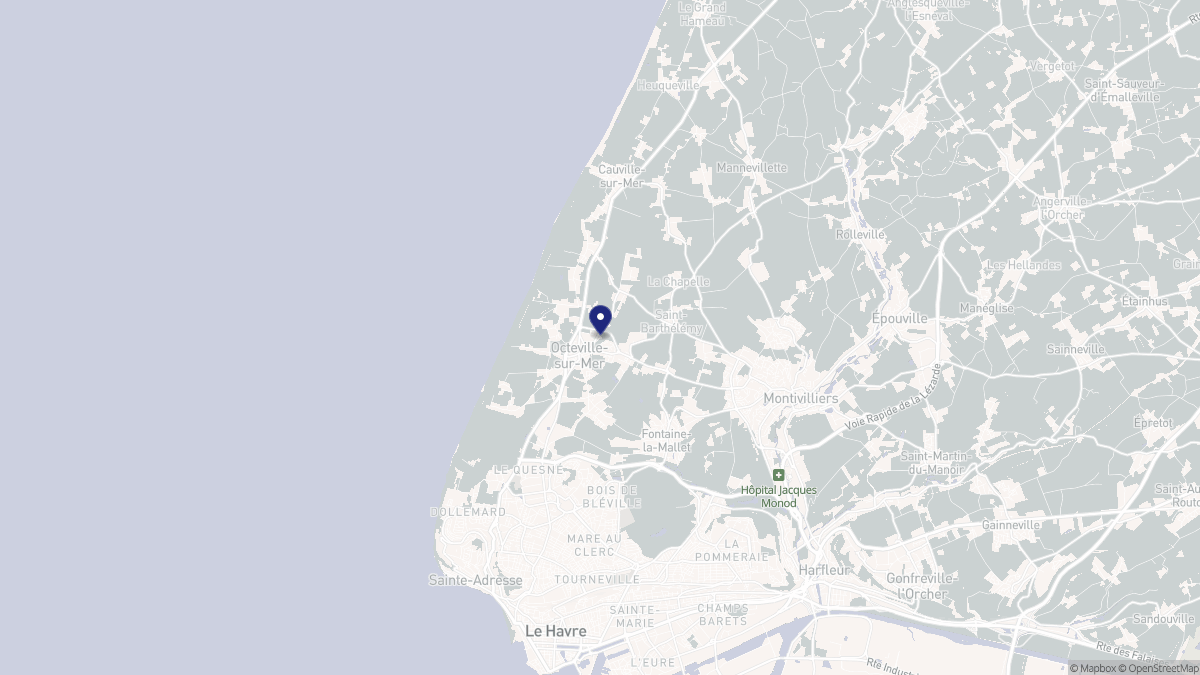 Aperçu cartographique de Octeville-sur-Mer, centré sur la commune