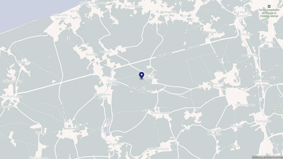 Aperçu cartographique de Ouville-la-Rivière, centré sur la commune