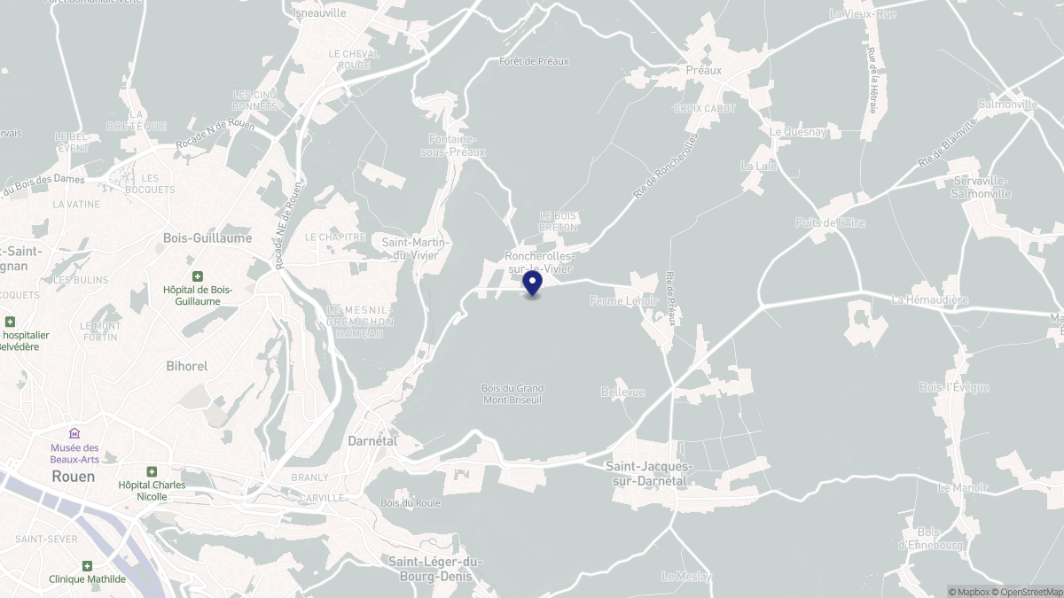 Aperçu cartographique de Roncherolles-sur-le-Vivier, centré sur la commune