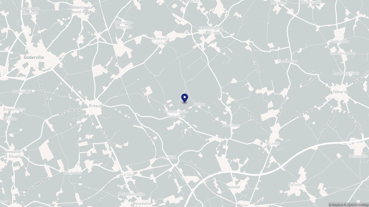 Aperçu cartographique de Vattetot-sous-Beaumont, centré sur la commune