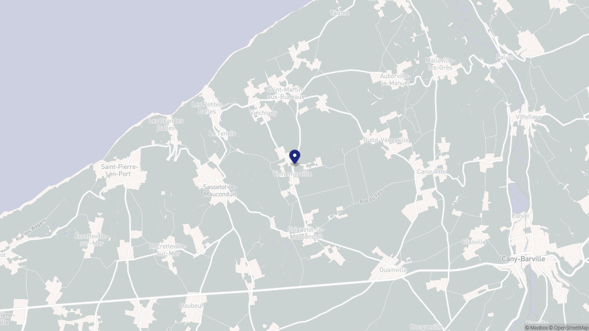 Aperçu cartographique de Vinnemerville, centré sur la commune