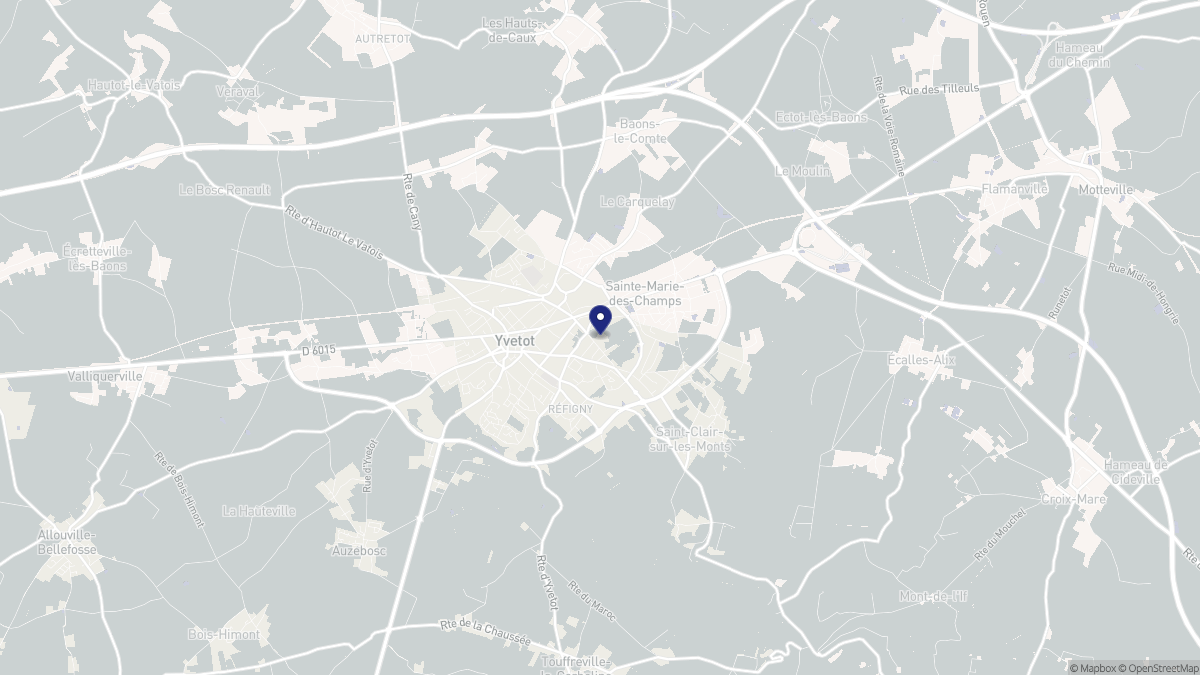 Aperçu cartographique de Yvetot, centré sur la commune