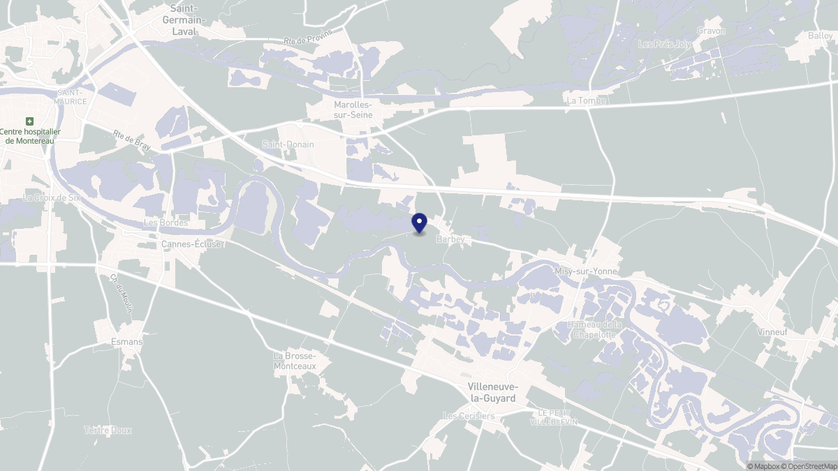 Aperçu cartographique de Barbey, centré sur la commune