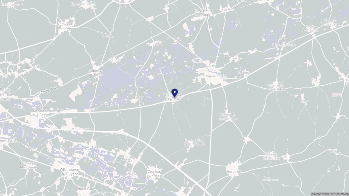 Aperçu cartographique de Bazoches-lès-Bray, centré sur la commune