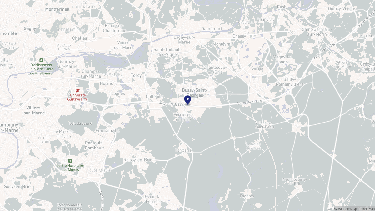 Aperçu cartographique de Bussy-Saint-Georges, centré sur la commune