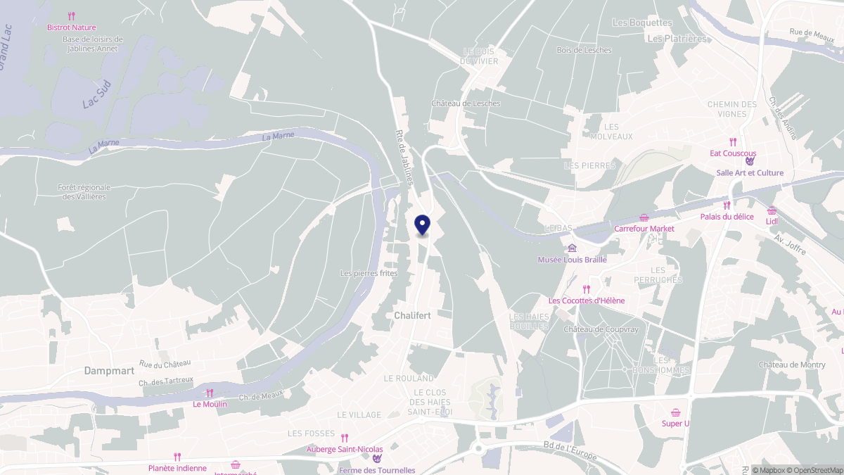 Aperçu cartographique de Chalifert, centré sur la commune