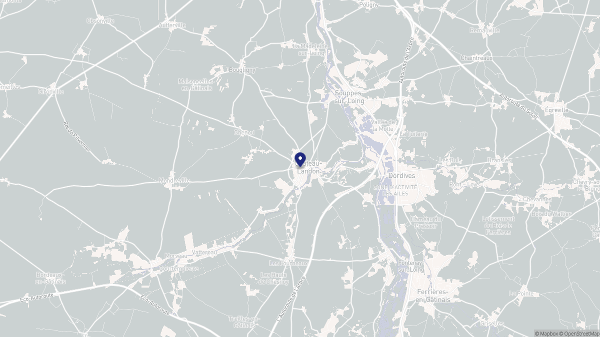 Aperçu cartographique de Château-Landon, centré sur la commune