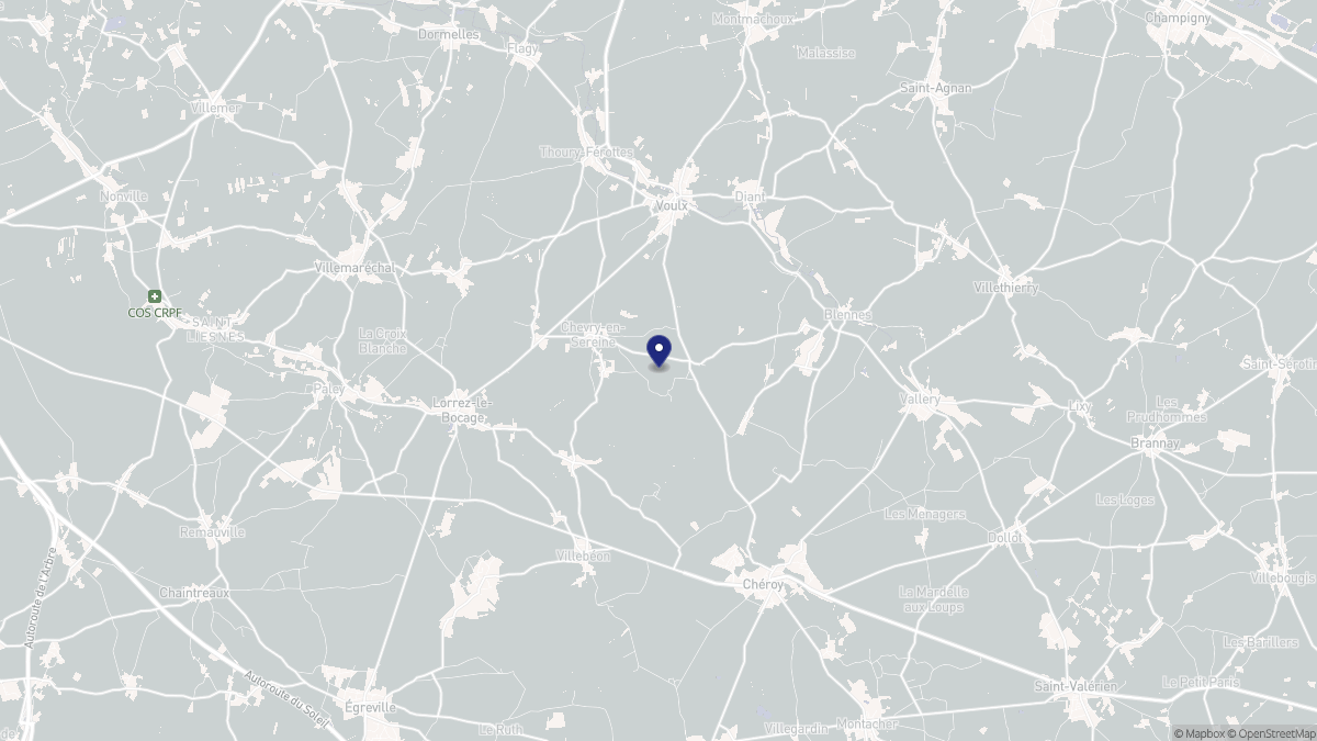 Aperçu cartographique de Chevry-en-Sereine, centré sur la commune