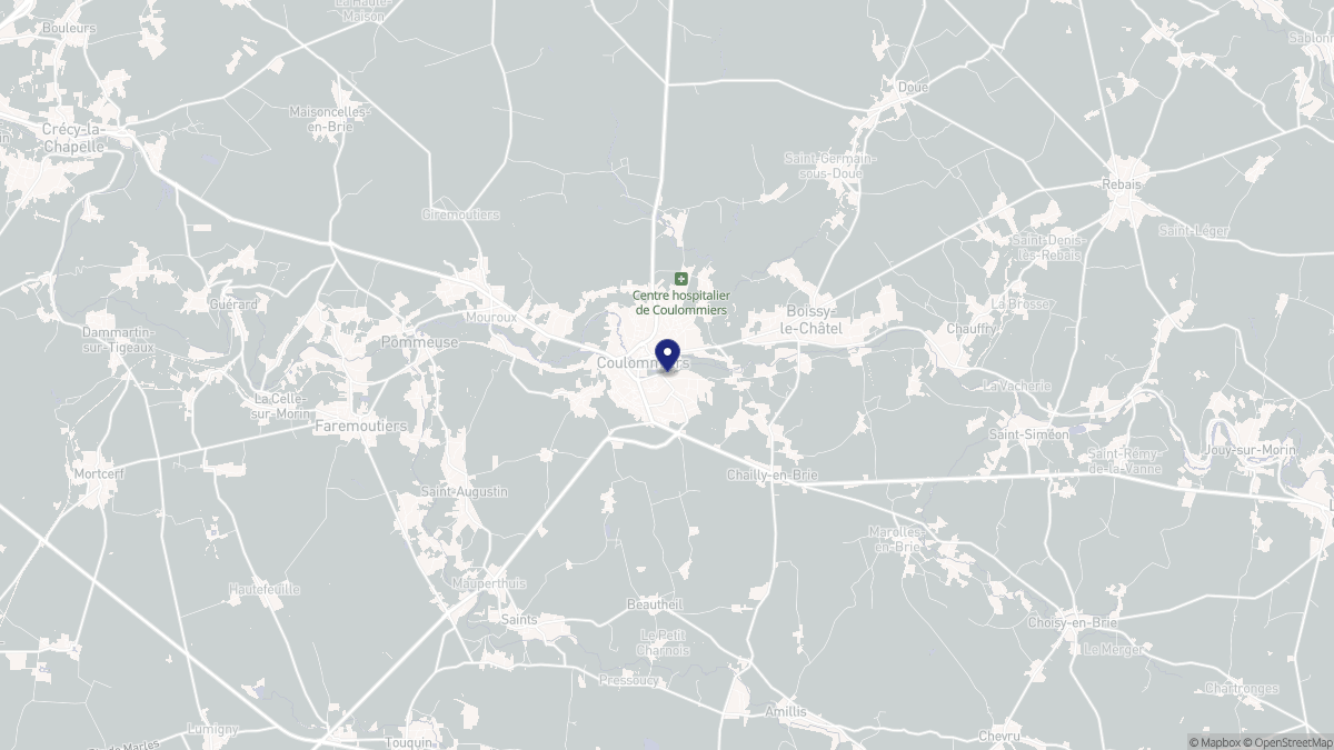 Aperçu cartographique de Coulommiers, centré sur la commune