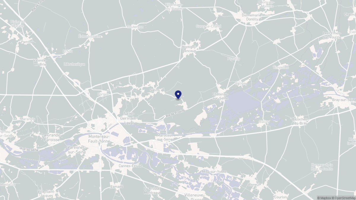 Aperçu cartographique de Courcelles-en-Bassée, centré sur la commune
