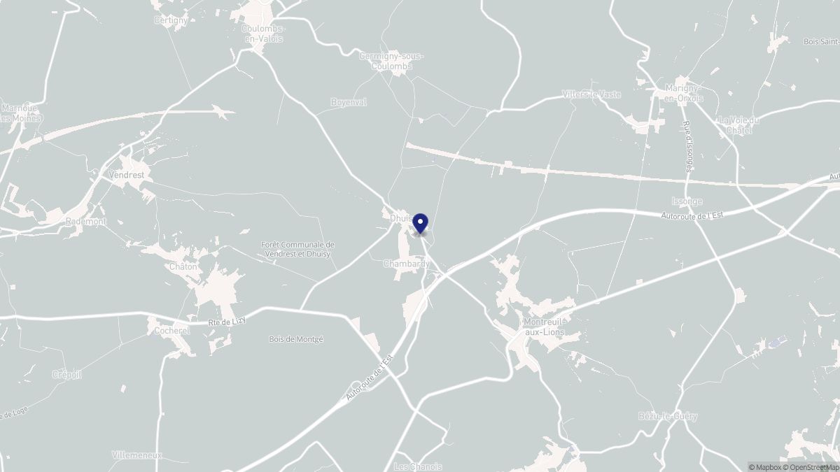 Aperçu cartographique de Dhuisy, centré sur la commune