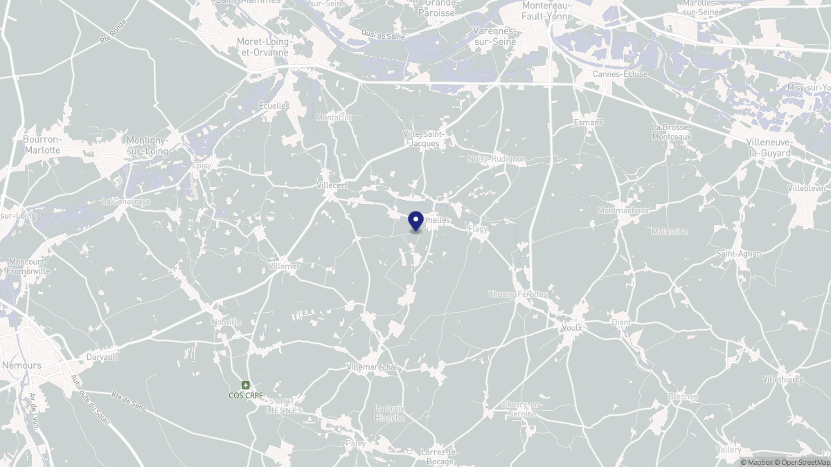 Aperçu cartographique de Dormelles, centré sur la commune