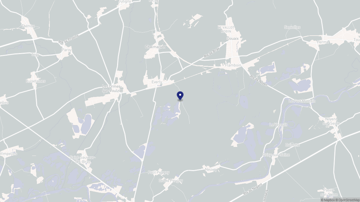 Aperçu cartographique de Everly, centré sur la commune