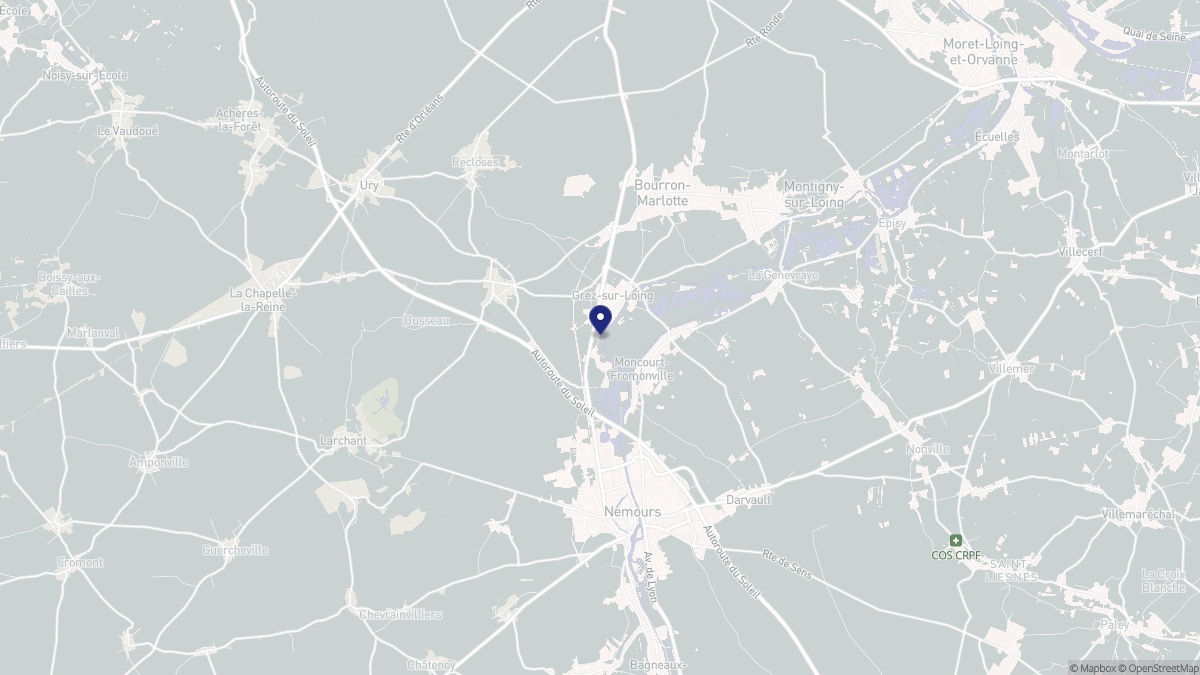 Aperçu cartographique de Grez-sur-Loing, centré sur la commune