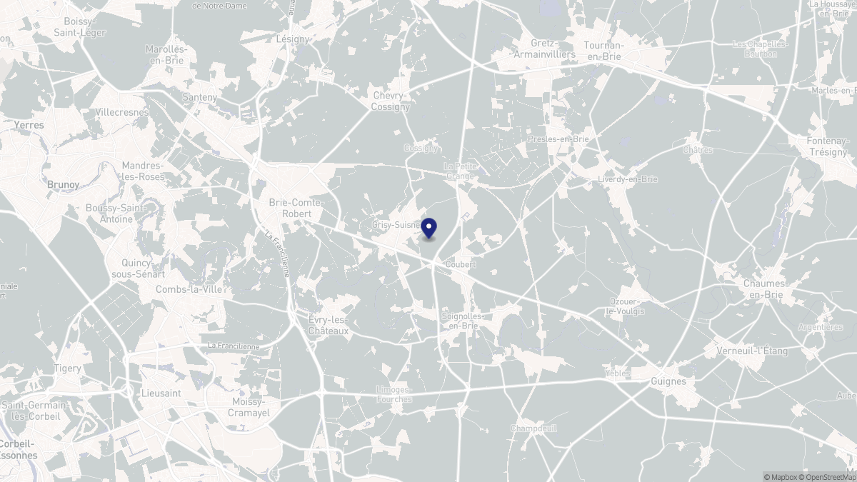 Aperçu cartographique de Grisy-Suisnes, centré sur la commune