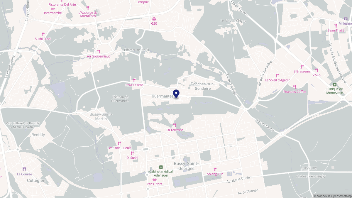 Aperçu cartographique de Guermantes, centré sur la commune