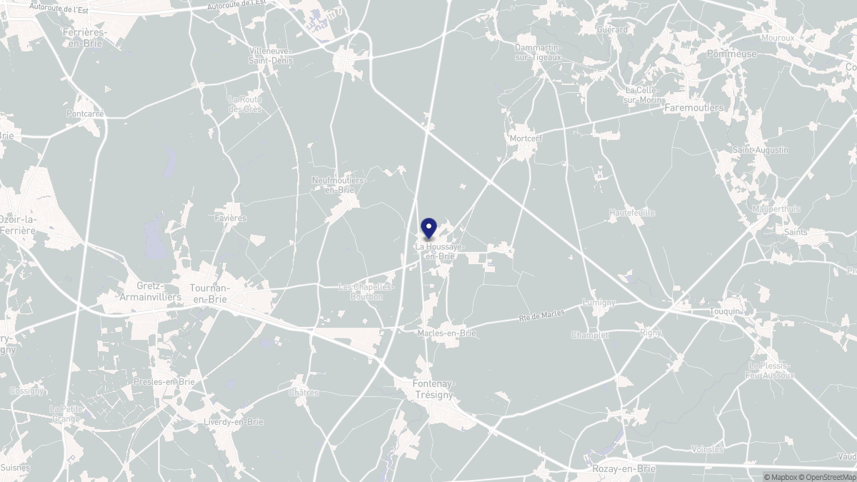 Aperçu cartographique de La Houssaye-en-Brie, centré sur la commune