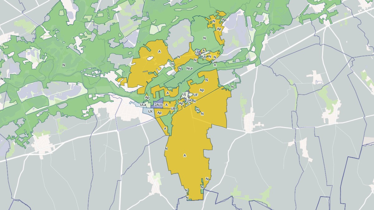 Aperçu cartographique de Jaulnes, centré sur la commune