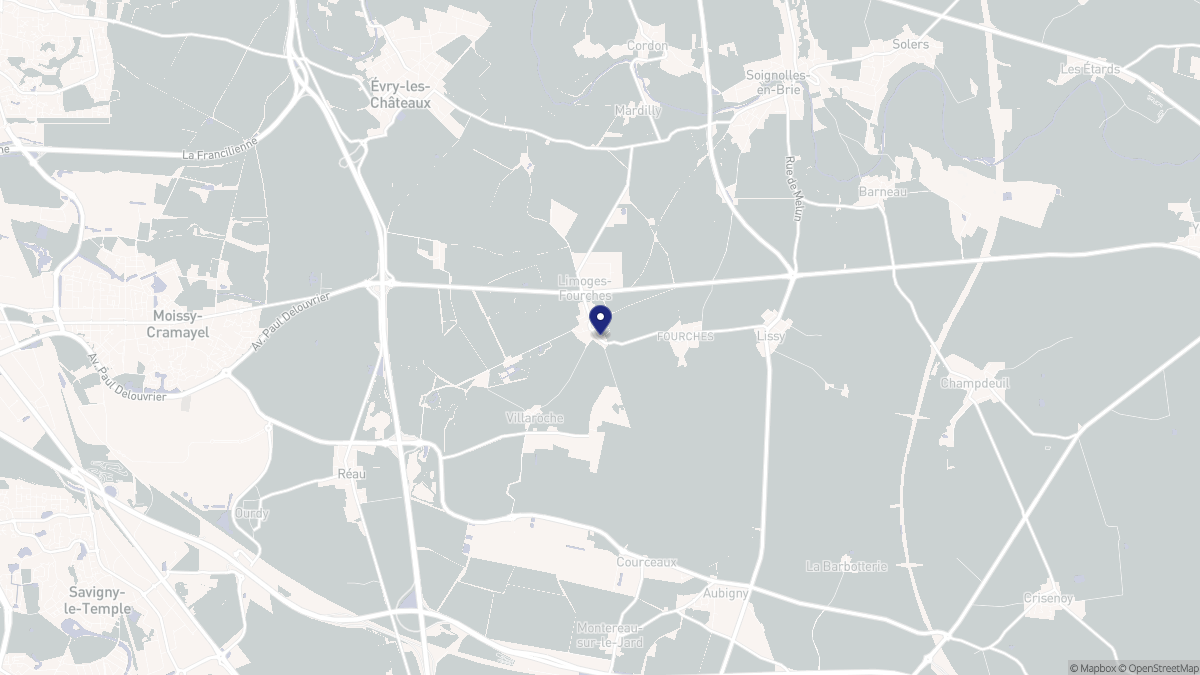 Aperçu cartographique de Limoges-Fourches, centré sur la commune