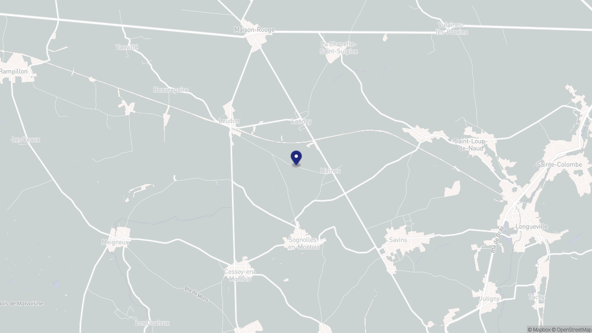 Aperçu cartographique de Lizines, centré sur la commune