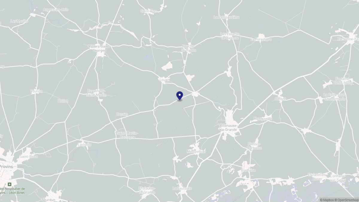 Aperçu cartographique de Louan-Villegruis-Fontaine, centré sur la commune