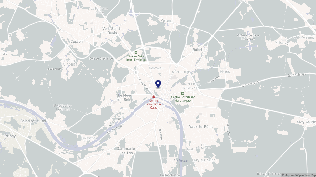 Aperçu cartographique de Melun, centré sur la commune