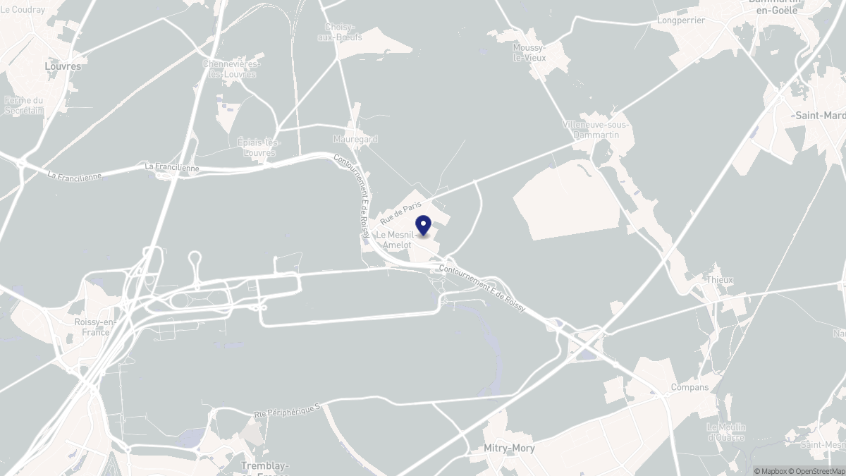 Aperçu cartographique de Le Mesnil-Amelot, centré sur la commune