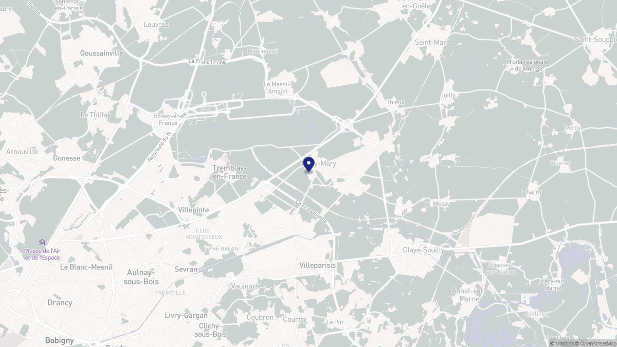 Aperçu cartographique de Mitry-Mory, centré sur la commune