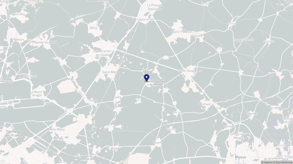 Aperçu cartographique de Montgé-en-Goële, centré sur la commune