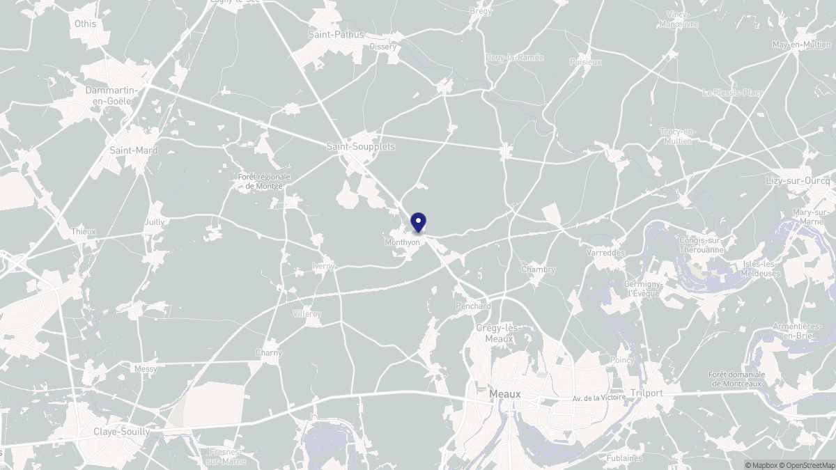 Aperçu cartographique de Monthyon, centré sur la commune