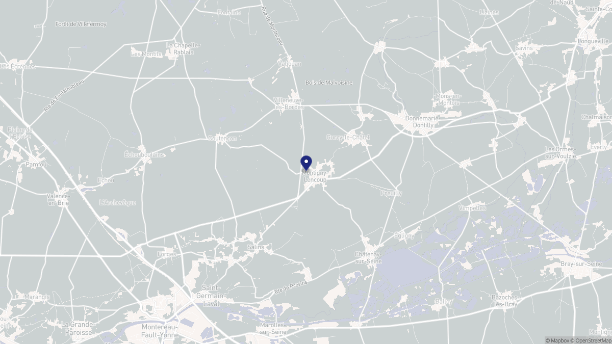 Aperçu cartographique de Montigny-Lencoup, centré sur la commune