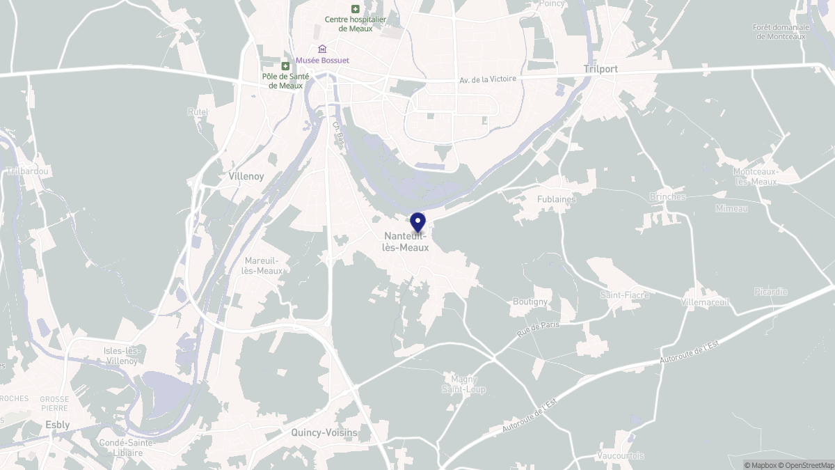 Aperçu cartographique de Nanteuil-lès-Meaux, centré sur la commune