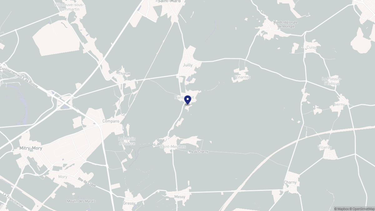 Aperçu cartographique de Nantouillet, centré sur la commune